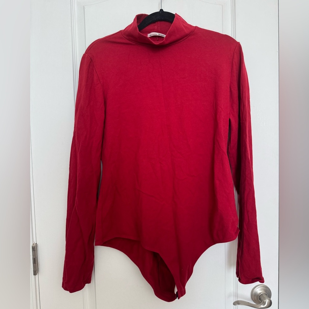 Reformation Jeans Red Long Sleeve Turtleneck Bodysuit size 2X